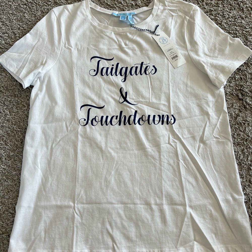 Draper James White Tee with Navy Print